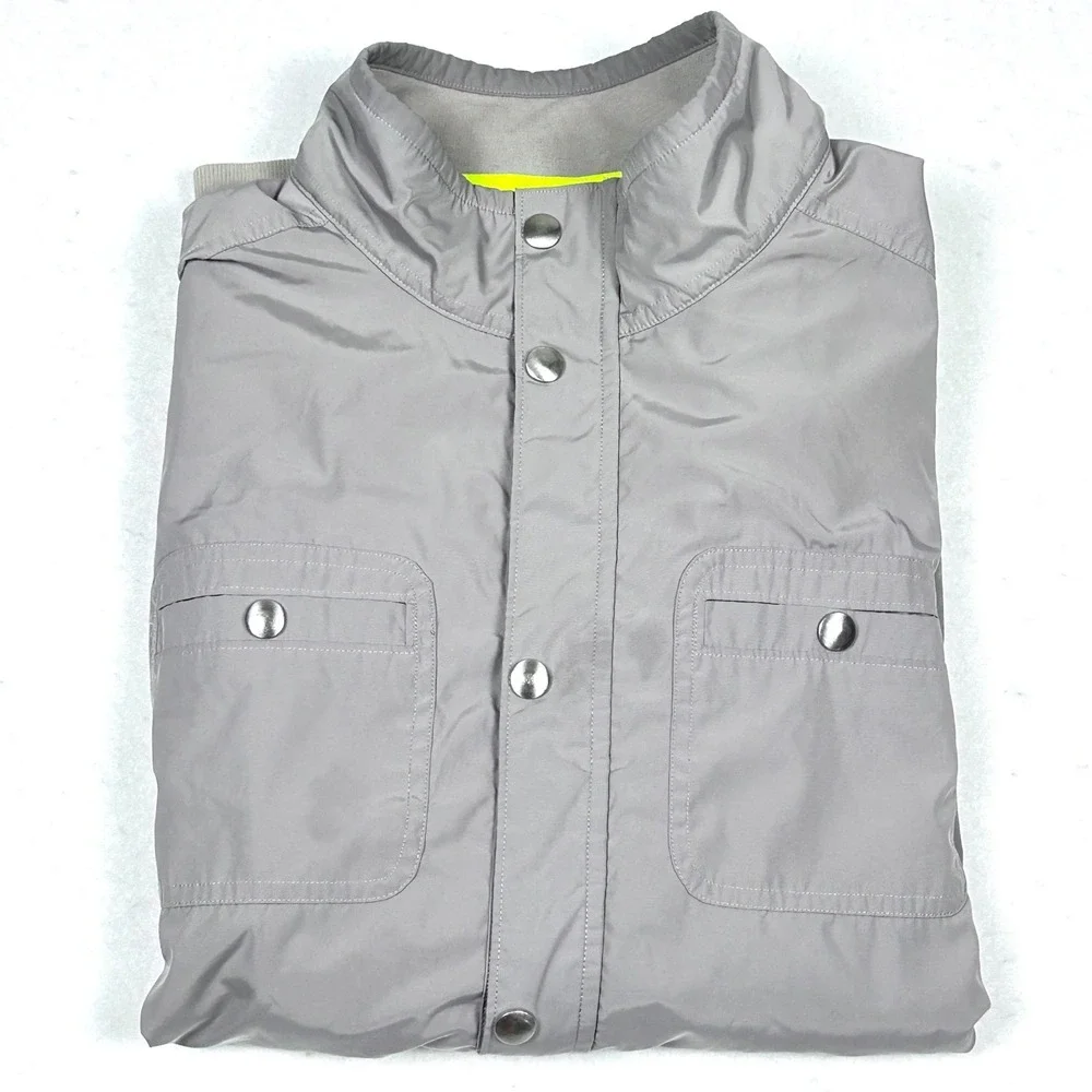 Banana Republic Men XLT Woven Baseball‎ Jacket Tall Gray Hybrid Bomber Tech Prep